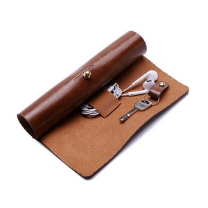 Custom Split Leather Travel Tools Watch Organizer Roll <strong>Bag</strong> <strong>Cable</strong> Management Roll up Pouch <strong>Bag</strong> - Product Image 2
