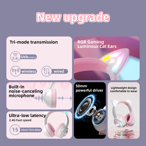 Auriculares Inalámbricos para Juegos <span class=keywords><strong>ONIKUMA</strong></span> GT838 2.4G con Bluetooth, Orejas de Gato RGB, Micrófono Desmontable para PS5, PS4, Switch, PC, Portátiles y Dispositivos Móviles - Product Image 4