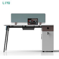 Table de bureau convertible en bois Liyu Foshan Clover, poste de travail moderne pour 2 à 8 personnes avec cloison