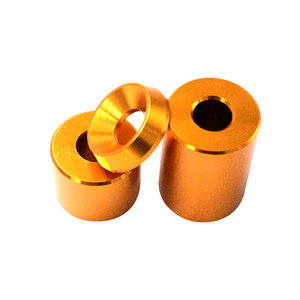 Dongguan Factory Custom Aluminium Gold Orange eloxierte Distanz stücke mit langem Gewinde CNC-Bearbeitungs scheiben - Product Image 3