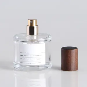 50ml Empty Luxury Spray Bottle Crimp Glass Perfume Bottle With Box Packaging Wooden Lid