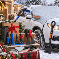Série d'outils essentiels pour l'hiver en voiture : dégivreur chauffant pour pare-brise OEM, grattoir à glace automatique, brosse à neige 4 en 1