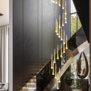 İskandinav Villa dubleks merdiven boşluğu avize Modern lüks tavan Spiral merdiven avize - Product Image 3