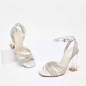 Sandalias de Verano para <span class=keywords><strong>Mujer</strong></span>, Nuevas con Tacón de Cristal, Plataforma Mediana, Tiras Cruzadas, Elegantes y con Punta en Pico - Product Image 4
