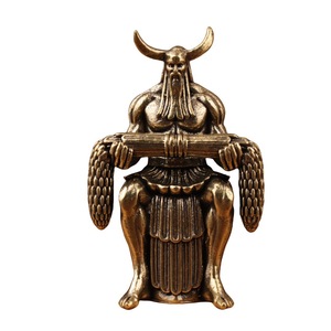 Statue de l'Empereur Yan en laiton, petite taille, sculpture des cinq anciens empereurs, ornement de table - Product Image 5
