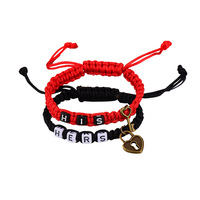 Ensemble de deux pièces pour couple, lettres carrées tissées en corde, anniversaire, bijoux pour lui/elle