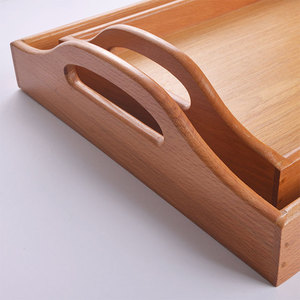 Prix Raisonnables Ensemble de 2 Plateaux en Bois avec Poignées Ovales 40 x 30 cm 33 x 25 cm - Product Image 3