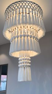 Tapisseries d'abat-jour faites à la main en macramé en <span class=keywords><strong>fibre</strong></span> de Boho durable pour la décoration intérieure et l'éclairage en macramé pour la décoration intérieure - Product Image 5