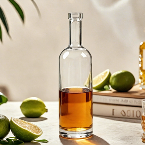 Botella de Vidrio Transparente Personalizada, Extra Flint, Forma Redonda, <span class=keywords><strong>375ml</strong></span> 500ml 750ml, para <span class=keywords><strong>Vodka</strong></span>, Whisky, Vino, con Tapón - Product Image 5