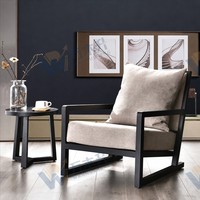 Fauteuil lounge moderne en bois de frêne, design durable et écologique, rembourrage en mousse haute résilience, surface en tissu pour salon et chambre à coucher