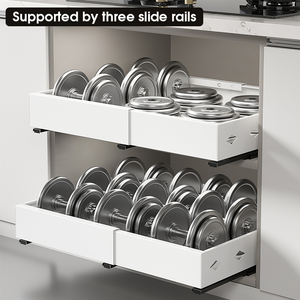 ตัวจัดระเบียบตู้แบบดึงออกได้ วัสดุโลหะ ขยายได้ ปรับความกว้างได้ 32-52 นิ้ว ทนทาน สีขาว ชั้นเดียว สำหรับอาหาร - Product Image 2