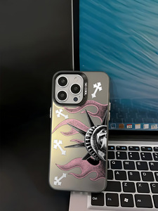 Funda Gótica Rosa Y2K con Estampado de Estatua en Negro Mate, Carcasa Antigolpes con Pintura UV para Teléfonos Móviles 12/13/14/15/16/17Pro - Product Image 4