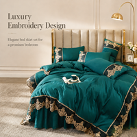 Ensemble de literie de mariage 4 pièces en fibre de polyester 100% luxueuse, vert paon, style européen, adapté à toutes les saisons, doux pour la peau