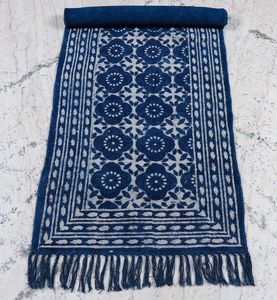 Indigo Black Hand Block Printed Cotton <b>Runner</b> Rug Handmade Boho Floor <b>Carpet</b> Various Sizes - Product Image 6