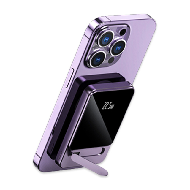 Portable Wireless Magnetic Charging Alloy Power Banks With Foldable Holder Stand 5000mah Power Bank Batetry Charger for Phone