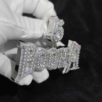 NUOYA Bijoux Hip Hop personnalisés Pendentif nom en diamant glacé Pendentif lettre personnalisé en diamant brillant