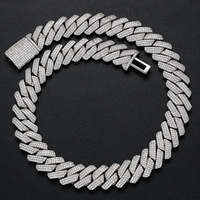 Bijoux Hip Hop Argent 925 Hommes Chaîne à Maillons Cubains Moissanite 19MM Iced Out Fine Jewelry Colliers Plaqué Or 18K