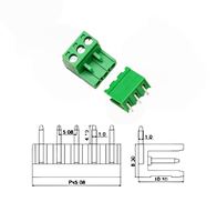 Bloc de bornes électriques multifonctionnel étanche KF2EDGK-5.0/5.08 en cuivre avec vis, 15A, femelle/mâle, 5.08mm, 3 pôles