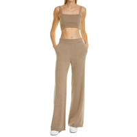 GUOOU Costume en cachemire Camisole en cachemire Pantalon en tricot Ensemble deux pièces Ensemble pour femmes Pull