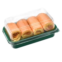Boîte d'emballage pour pâtisserie en PET jetable écologique, boîte à emporter en plastique vert pour collations, tiramisu, gâteaux