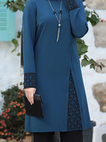 Ensemble Abaya Modeste pour Femmes Musulmanes, Hauts à Manches Longues et Pantalons Longueur Cheville en Polyester Respirant, Printemps-Été, Prière à Dubaï