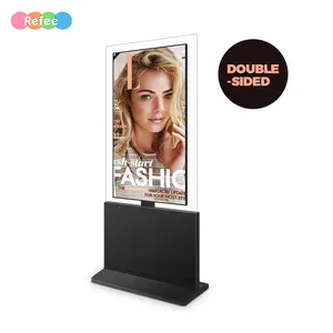 Kisoks-quiosco de señalización Digital de doble cara, soporte de suelo de 55 pulgadas y 43 pulgadas, pantalla de publicidad