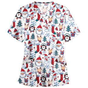 Conjunto de uniforme de Hospital para enfermera, estampado navideño, promoción de vacaciones - Product Image 2