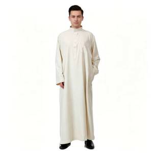 Abaya holgada de forro polar lavado con cuello redondo, antiestática y transpirable, para oración formal. - Product Image 1