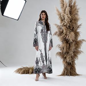 Hot-fix Rhinestones Polyester Elegant Luxury Party Abaya for Muslim Women Custom Wholesale <b>Dress</b> - Product Image 1