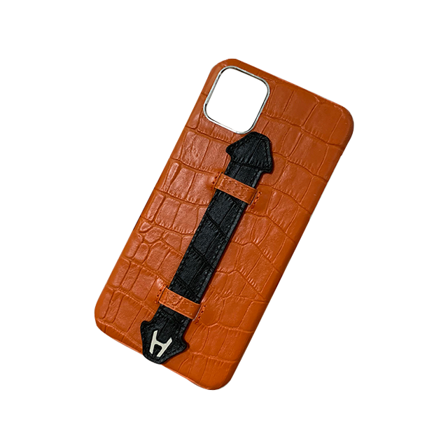 For Iphone Creative Stand Case Color Leather Wristbands Bracket Design Embossed Crocodile Phone Case