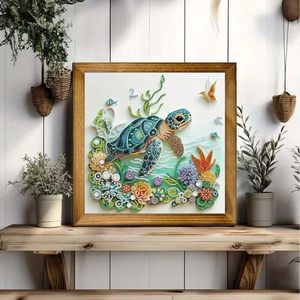 Kit di Pittura a Olio con Forma Speciale di Tartaruga Marina, Set di Pittura Impressionista 5D per Adulti, Kit di Pittura con Cristalli Fai-da-Te per Principianti - Product Image 3