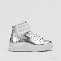 Services de personnalisation de baskets en gros avec logo de marque personnalisé, faible MOQ, cuir argenté rétro, chaussures pour hommes, fabrication de baskets originales