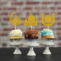 Décoration de gâteau pour l'Aïd al-Fitr, thème lune et château, fournitures de fête islamique, décorations de fête musulmane
