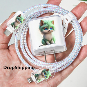 غطاء هاتف ناعم من مادة البولي يوريثان الحراري بتصميم القطط والكلاب، متوافق مع واقي شاحن كابل بيانات بقوة 18 وات و 20 وات لأجهزة الآيفون، مصنوع من مادة مقاومة للصدمات - Product Image 3