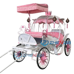 Horse Carriage Pink Color 4 Wheels Luxury Wedding Carriage <b>White</b> Pumpkin Carriage Customized - Product Image 2