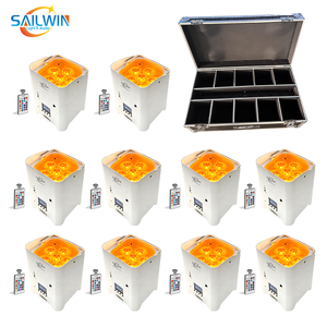 Projecteurs LED sans fil Sailwin Factory DMX WIFI 6x18W RGBAW UV à batterie, contrôle par smartphone, avec flight case de chargement - Product Image 1