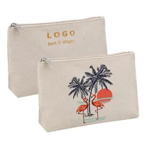 Factory Wholesale Calico Makeup bag Custom Zipper Cotton Canvas Natural Fabric Logo Pattern Printed Packaging Eco Friendly Pouch