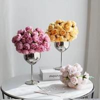 Buket Mawar Peony Sutra 27 Tangkai, Ringan, Buatan Tangan, Desain Modern, Dekorasi Bunga Tahan Lama, Bunga Sutra yang Indah