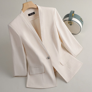 Women's Three Quarter Sleeve Blazer Solid Color Anti Wrinkle Professional Work Suit Slim Fit Spring New Style - Product Image 1
