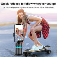 Soporte para Teléfono Móvil con Seguimiento Facial Automático de 360 Grados, Estabilizador de Gimbal de Escritorio con Soporte para Teléfono para iPhone 15 16