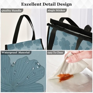 Aloha Collection Blue Hibiscus Flower Meal Prep Takeaway Insulated Outdoor Lunch Portable Hawaii Custom Print Lunch Bag - Product Image 3