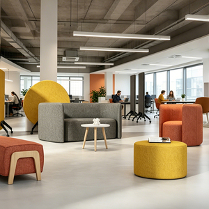 Modern Modular Office Sofa Set Contract Grade Collaborative Breakout Area Seating Fabric Lobby Reception Project Solution - Product Image 3