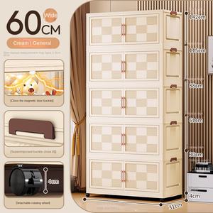 Многофункциональный пылезащитный пластиковый шкаф для хранения ZD602-3, не требующий сборки, утолщенный, с прозрачными секциями, для дома и автомобиля - Product Image 5