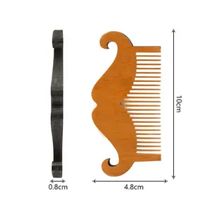 GLOWAY Barber Accessories Customization-Supported Men Hair Grooming Natural Solid Wood Mustache Comb Wood Beard Comb For Men
