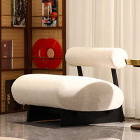 Fauteuil de détente moderne en tissu avec structure en bois massif, fauteuil d'appoint rembourré blanc pour salon et hôtel