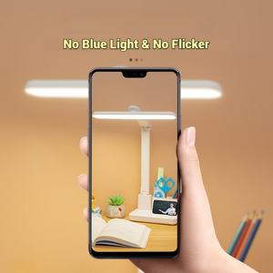 Lampe de table pliable à LED avec horloge, porte-stylo, rechargeable par USB, lumière de protection des yeux, lampe de bureau pour l'étude - Product Image 5