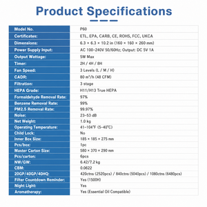 <span class=keywords><strong>Purificateur</strong></span> <span class=keywords><strong>d</strong></span>'<span class=keywords><strong>air</strong></span> silencieux pour table avec veilleuse intégrée, élimine les gaz nocifs en intérieur, idéal pour la chambre familiale, le dortoir, les petits espaces de vie - Product Image 6