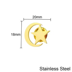 Broche de costume étoile de lune en acier inoxydable col de chemise épingle de personnalité épinglette en métal - Product Image 4