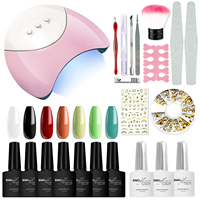 Kit de démarrage écologique en gros pour le nail art au gel français DIY avec lampe UV LED et ensemble d'outils de manucure en bouteille