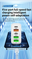 Chargeur rapide multi-ports 65W avec double PD Type C et 3 USB QC3.0, adaptateur de charge rapide 5 ports USB pour iPhone Samsung